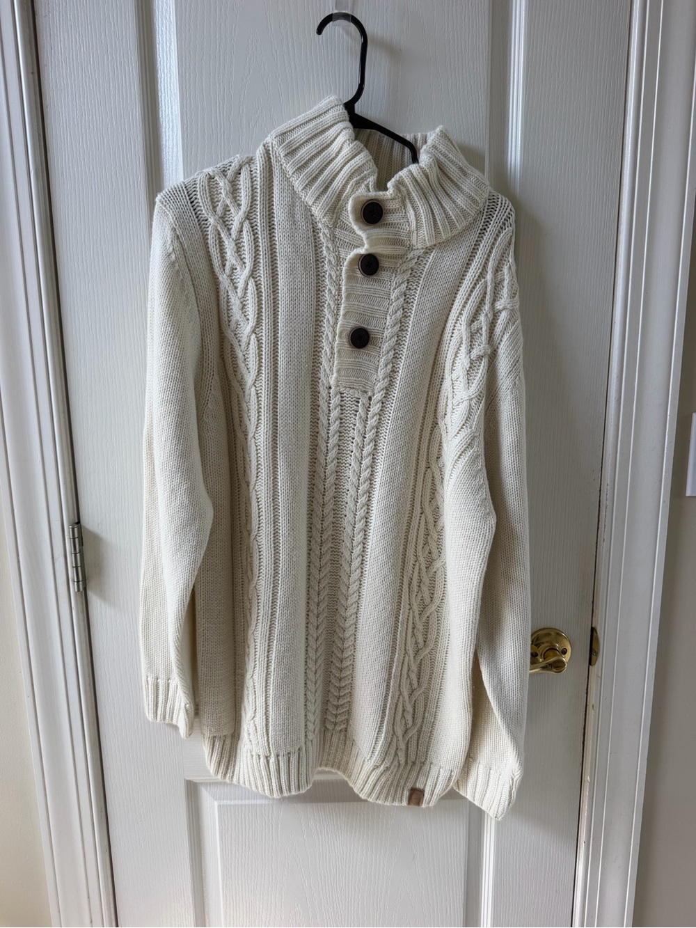 Weatherproof Cream Cable Knit Button Turtleneck Sweater
